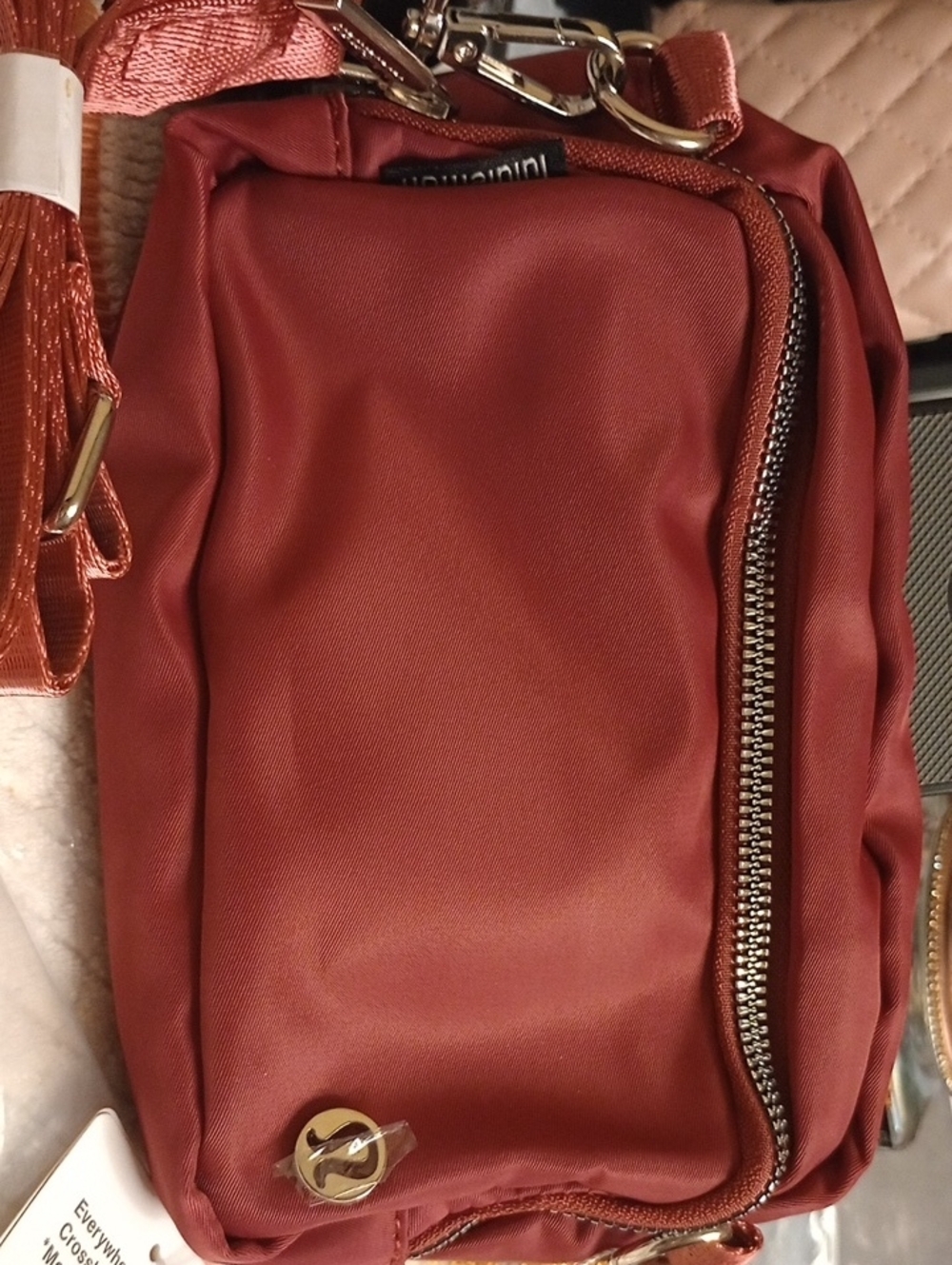 Raspberry Lululemon Everywhere Crossbody Bag Metal Hardware